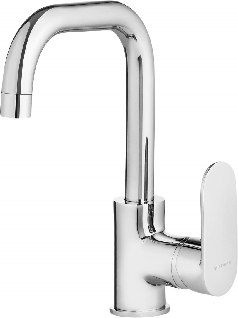 Basin mixer with rectangular spout