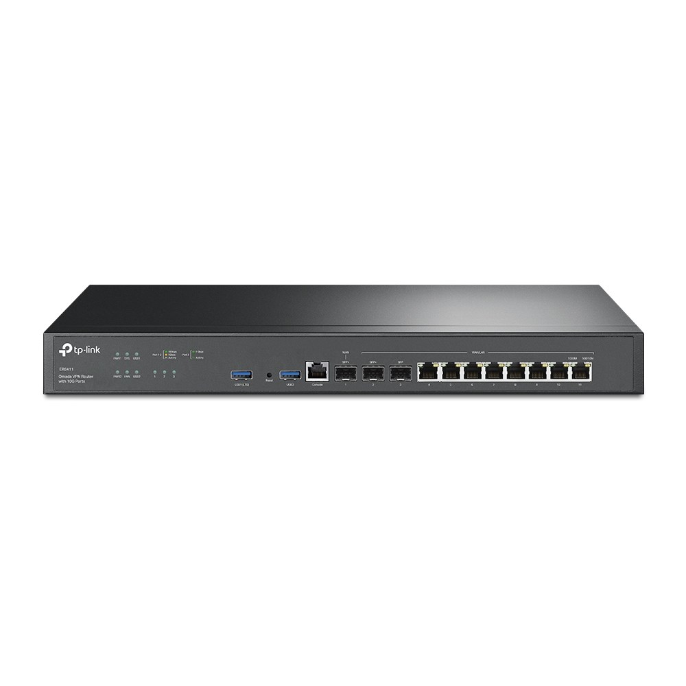 TP-Link Omada ER8411 router zapojený do sítě Gigabit Ethernet Černá
