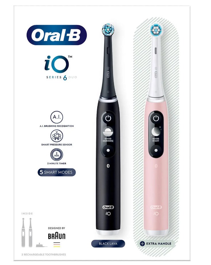 Oral-B iO 6 Dospělý Rotační kartáček Černá, Růžová