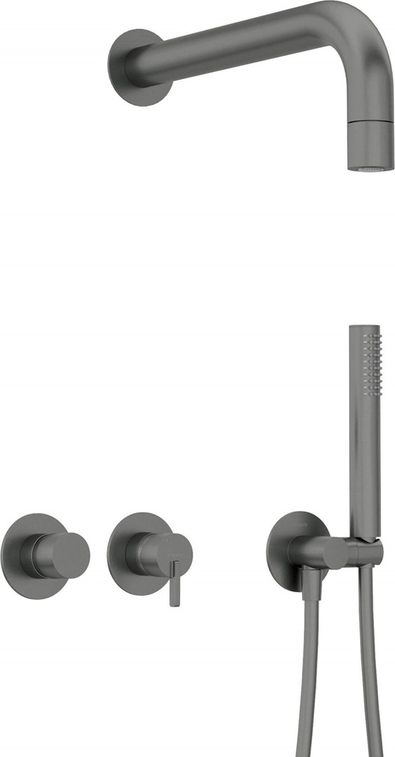Concealed shower set with hand shower - with horizontal mixer