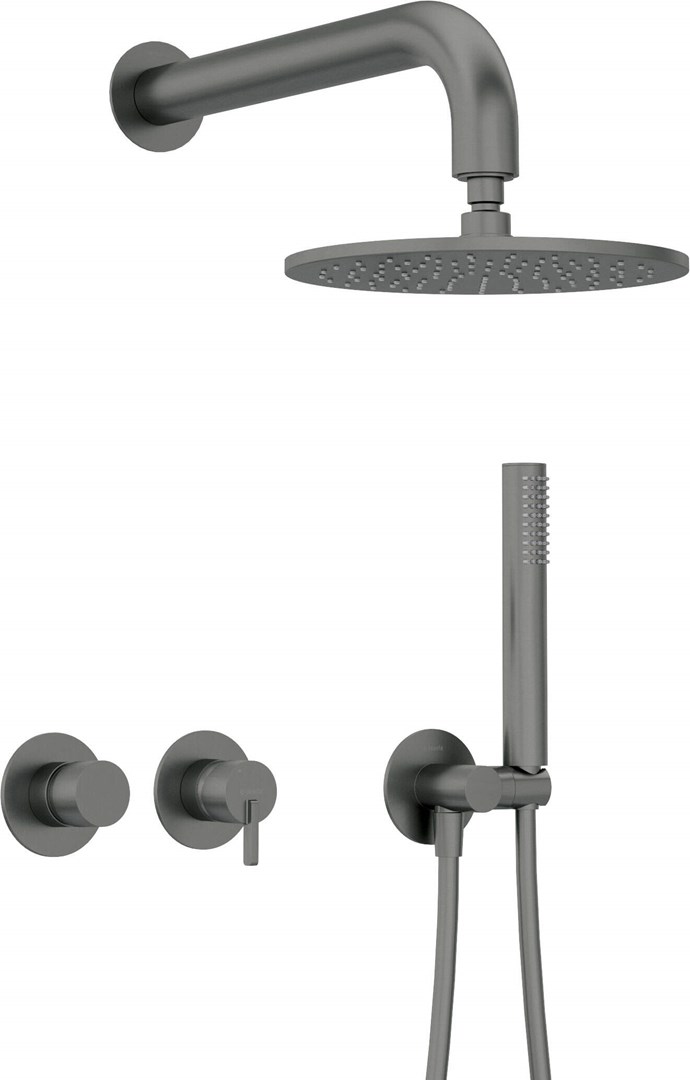 Concealed shower set with overhead shower - with horizontal mixer
