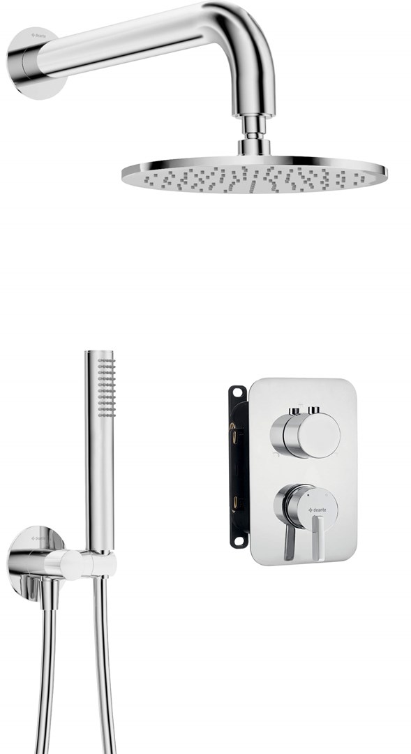 Concealed shower set with mixer box - with overhead shower