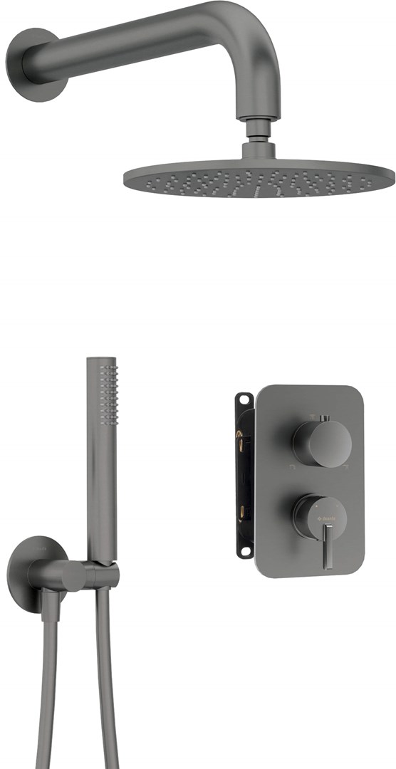 Concealed shower set with mixer box - with overhead shower