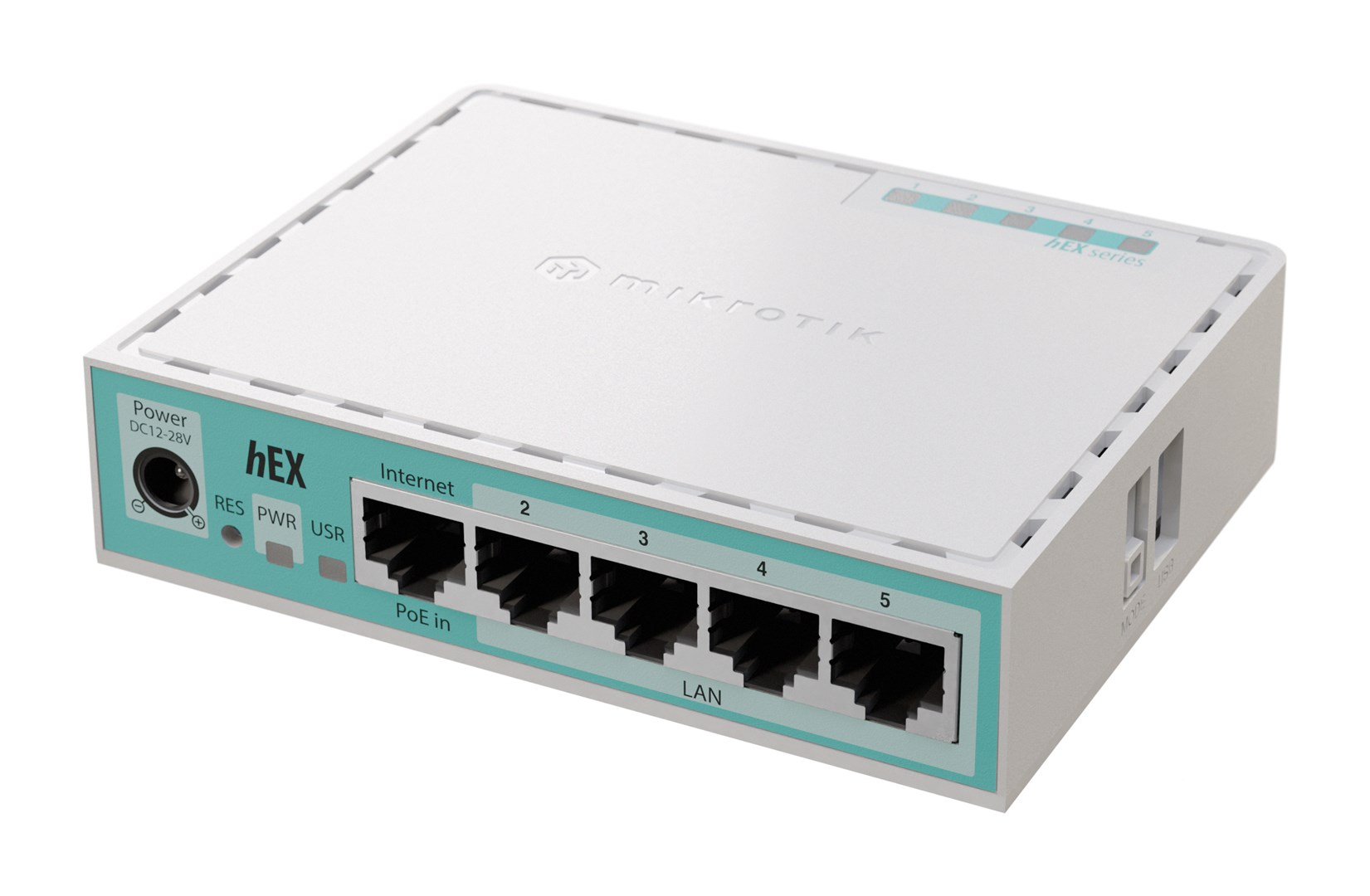 Mikrotik hEX router zapojený do sítě Gigabit Ethernet Bílá
