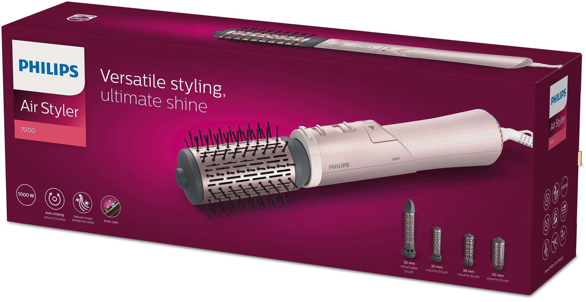 Philips 7000 series BHA735/00 vlasový styling Kartáč na horký vzduch Teplé Růžová 1000 W 1,8 m