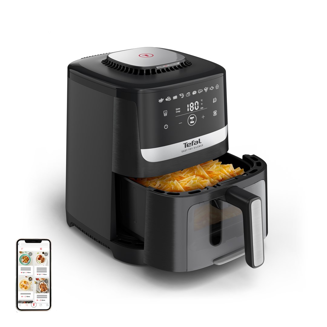 Tefal Easy Fry Silence EY5568E0 fritovací hrnec Samostarný 5 l Samostatné Horkovzdušná fritéza Černá, Nerezová ocel
