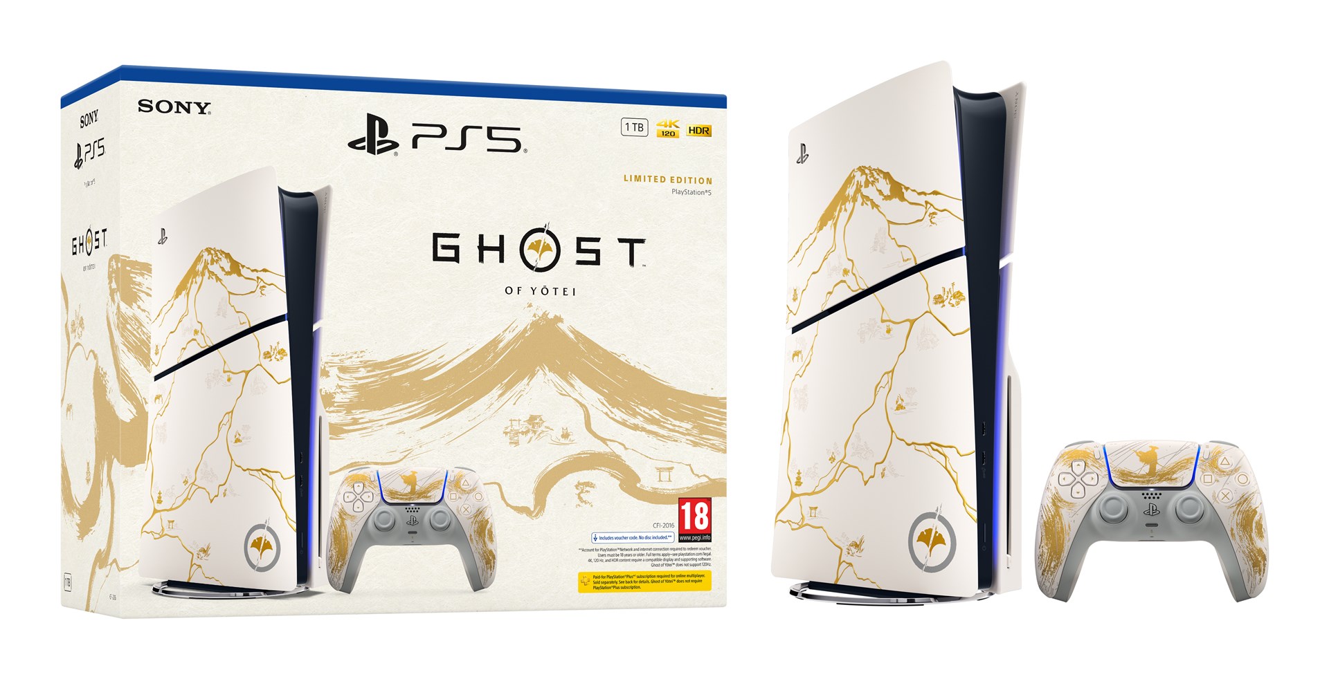 Sony PlayStation 5 - Ghost of Yotei Gold Limited Edition 1,02 TB Wi-Fi Černá, Bílá