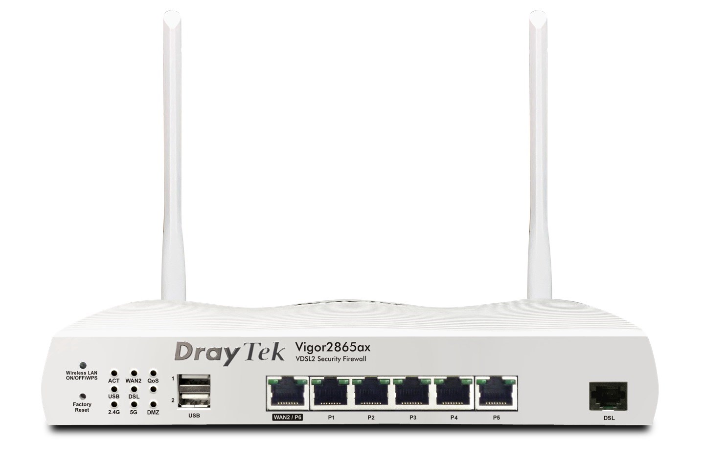 Draytek Vigor 2865ax Gigabitový ethernetový dvoupásmový bezdrátový router (2,4 GHz/5 GHz), bílý, KILDRAR4G0003
