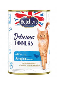 Obrázok pre BUTCHER'S Delicious Dinners Pieces with trout in jelly - vlhké krmivo pro kočky - 400g