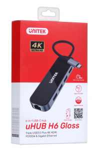 Obrázok pre UNITEK HUB USB-C 3.1,RJ-45,3XUSB-A,HDMI,4K,PD100W