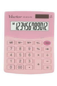 Obrázok pre KANCELÁŘSKÁ KALKULAČKA VECTOR KAV VC-812 PK RŮŽOVÁ