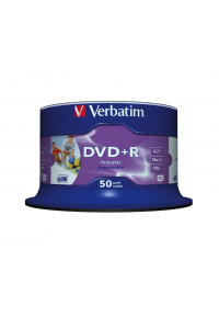 Obrázok pre Verbatim DVD+R Wide Inkjet Printable No ID Brand 4,7 GB 50 kusů