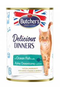Obrázok pre BUTCHER'S Delicious dinners Ocean Fish Chunks in jelly - mokré krmivo pro kočky - 400 g