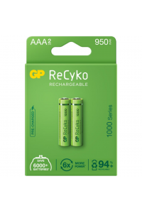 Obrázok pre 2x dobíjecí baterie AAA / R03 GP ReCyko 1000 Series Ni-MH 950mAh