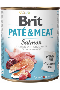 Obrázok pre BRIT Paté & Meat s lososem - mokré krmivo pro psy - 800g