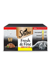 Obrázok pre Sáčky SHEBA v omáčce s drůbeží příchutí - vlhké krmivo pro kočky - 50x50 g