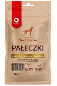 Obrázok pre MACED Rabbit sticks with apple and addition of beetroot - pochoutka pro psy - 100g