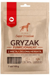 Obrázok pre MACED Turkey snack with mint and green tea - žvýkačka pro psy - 100g