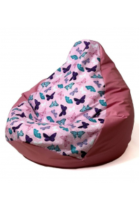 Obrázok pre Sako taška pouffe Pear print dark pink-butterfly XL 130 x 90 cm