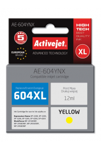 Obrázok pre Activejet AE-604YNX inkoust pro tiskárny Epson (náhrada za Epson 604XL C13T10H44010) výtěžnost 350 stran; 12 ml; Supreme; žlutý