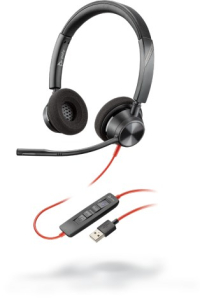 Obrázok pre POLY Blackwire 3320 Sluchátka s mikrofonem Kabel Přes hlavu Kancelář / call centrum USB Typ-A Černá, Červená