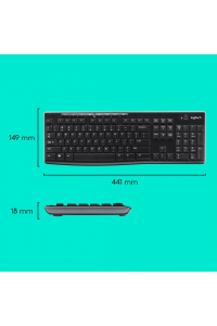 Obrázok pre Logitech Wireless Combo MK270 klávesnice Obsahuje myš RF bezdrátový QWERTY US Mezinárodní Černá, Stříbrná