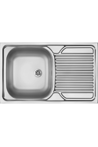 Obrázok pre 1-bowl steel sink with drainer - overlay