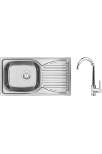 Obrázok pre Steel sink with 1-bowl faucet with drainer