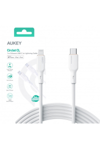 Obrázok pre AUKEY CB-SCL2 Power Delivery USB C - Lightning Apple 1.8m 27W 3A Silicon Cable White