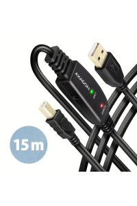 Obrázok pre Axagon ADR-215B USB 2.0 A-M -> B-M active connecting/repeater cable 15m - Kabel - Digital/Daten USB kabel USB A USB B Černá