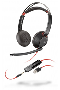 Obrázok pre POLY Blackwire C5220 Sluchátka s mikrofonem Kabel Přes hlavu Kancelář / call centrum USB Typ-A Černá, Červená
