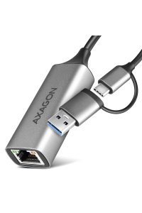 Obrázok pre Axagon ADE-TXCA Gigabit Ethernet Adapter USB-C+ USB-A - titangrau - Adapter - Digital/Daten 1000 Mbit/s