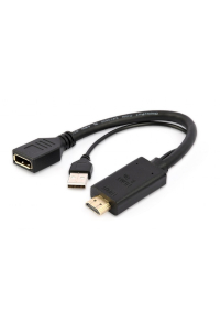 Obrázok pre Gembird A-HDMIM-DPF-01 adaptér k video kabelům 0,1 m HDMI Typ A (standardní) DisplayPort + USB Type-A Černá