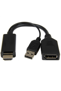 Obrázok pre Gembird A-HDMIM-DPF-01 adaptér k video kabelům 0,1 m HDMI Typ A (standardní) DisplayPort + USB Type-A Černá