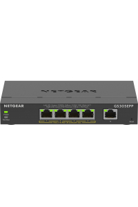 Obrázok pre NETGEAR 5-Port Gigabit Ethernet High-Power PoE+ Plus Switch (GS305EPP) Řízený L2/L3 Gigabit Ethernet (10/100/1000) Podpora napájení po Ethernetu (PoE) Černá