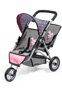 Obrázok pre Bayer Twin Doll Stroller - Jogger DUO grey with fairy 39166AA