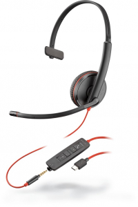 Obrázok pre POLY Blackwire C3215 Sluchátka s mikrofonem Kabel Přes hlavu Kancelář / call centrum USB typu C Černá