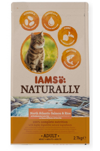 Obrázok pre IAMS Naturally Adult North Atlantic salmon & rice - suché krmivo pro kočky - 2,7kg