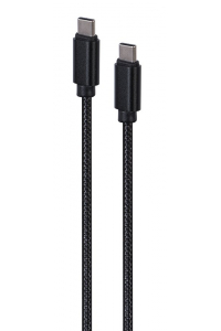 Obrázok pre Gembird CCDB-mUSB2B-CMCM-6 Bavlněný opletený USB kabel typu C samec-samec s kovovými konektory, 1,8 m, černá barva