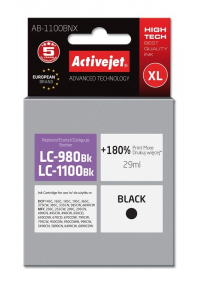 Obrázok pre Activejet AB-1100BNX Ink (náhradní inkoust Brother LC1100BK/980BK; Supreme; 29 ml; černý)