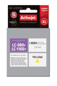 Obrázok pre Activejet AB-1100YNX Ink (náhradní inkoust Brother LC1100Y/980Y; Supreme; 19,5 ml; žlutý)