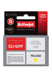 Obrázok pre Activejet Inkoust ACC-521YN (náhradní inkoust Canon CLI-521Y; Supreme; 10 ml; žlutý)