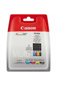 Obrázok pre Canon CLI-551 inkoustová náplň 4 kusů Originální Standardní výtěžnost Černá, Azurová, Purpurová, Žlutá