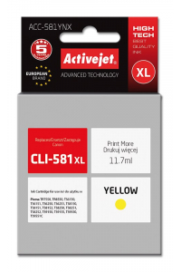 Obrázok pre Activejet ACC-581YNX (náhrada CLI-581Y XL; Supreme; 11,70 ml; žlutá)