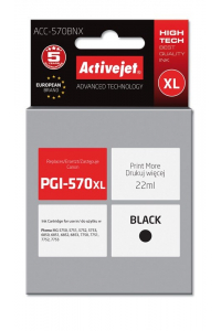 Obrázok pre Activejet Inkoust ACC-570BNX (náhrada za Canon PGI-570Bk XL; Supreme; 22 ml; černý)