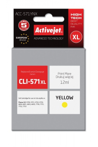 Obrázok pre Activejet ACC-571YNX (Náhrada Canon CLI-571Y XL; Supreme; 12 ml; žlutá)