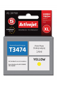 Obrázok pre Activejet Inkoust AE-34YNX (náhradní inkoust Epson 34XL T3474; Supreme; 14 ml; žlutý)