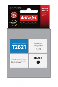 Obrázok pre Activejet AE-2621N Ink (náhradní inkoust Epson 26 T2621; Supreme; 22 ml; černý)