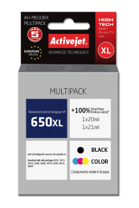 Obrázok pre Activejet AH-M650RX (náhradní inkoust HP 650 CZ101AE/CZ102AE; Premium; 1 x 20 ml, 1 x 21 ml; černý, barevný)
