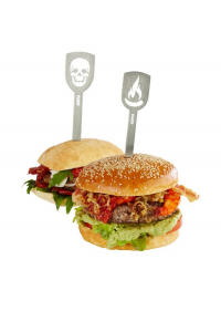 Obrázok pre 2 špízy na hamburgery GEFU TORRO s lebkou/plamenem G-15430